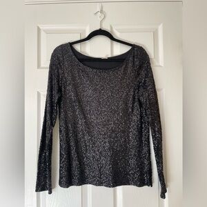 EUC ✨ J.Crew Black Sequin Long Sleeve Top  | Size M ✨